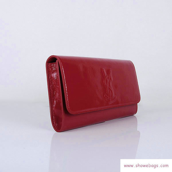 YSL belle de jour patent leather clutch 39321 dark red - Click Image to Close